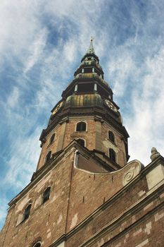St. Peters Church tower Riga, Latvia. Highest church in Latvia