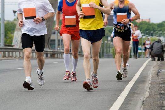 Group of marathon runners in Riga city marathon