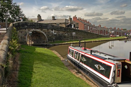 The Peak Forest Canal near Marple in Cheshire, England.
