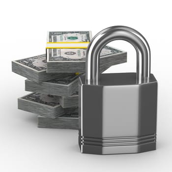 Protection of money. Isolated 3D image on white background