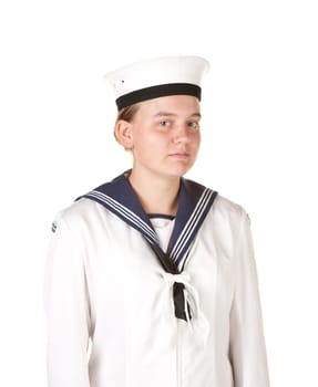 young female sailor isolated on white