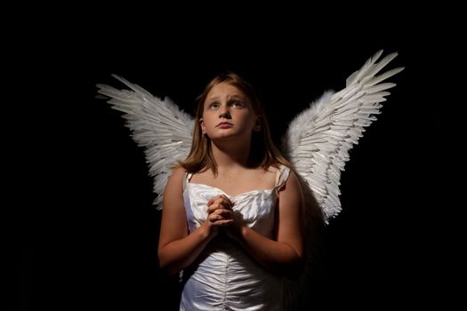 pure and sweet angel in prayer at night