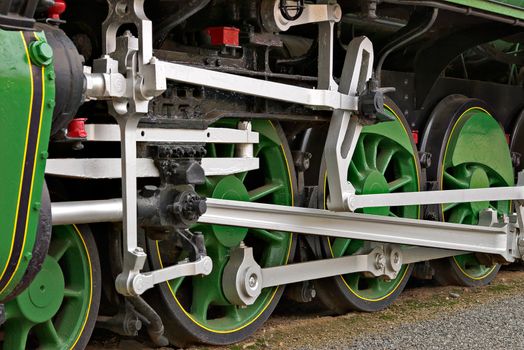 close up of the wheels of a large steam train symbolising power