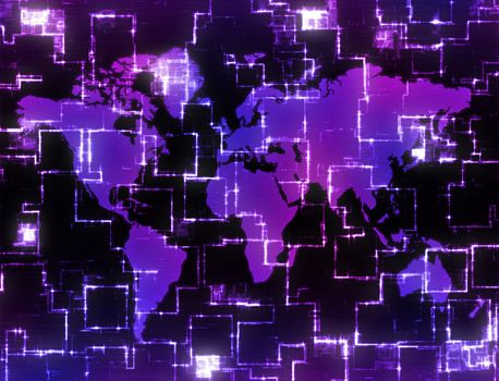 world map background image on high tech display