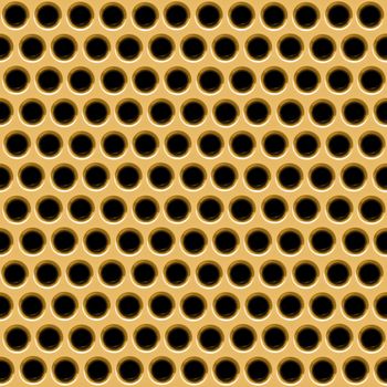 a large sheet of a background gold metal grid or grill 