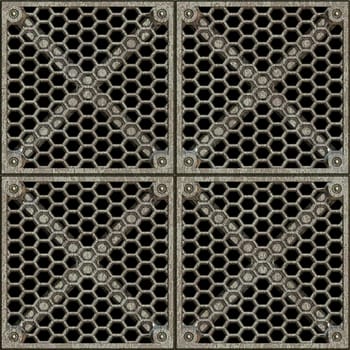 a large image of a metal gridwork barrier