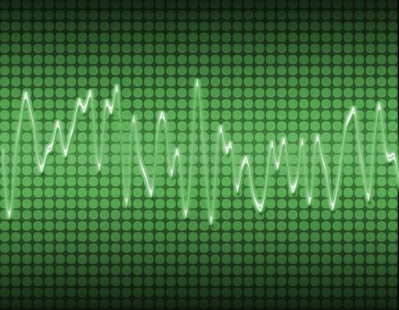 large image of an electronic sine sound or audio wave in green