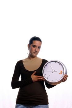 young business woman with clock