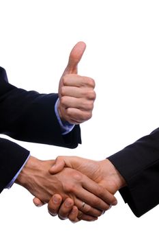 business shake hand over white background