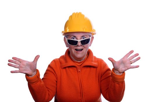 mature woman architect over white background