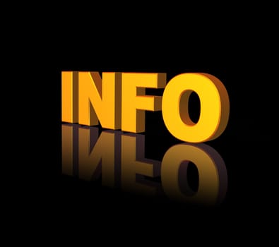 golden info text on black background - 3d illustration