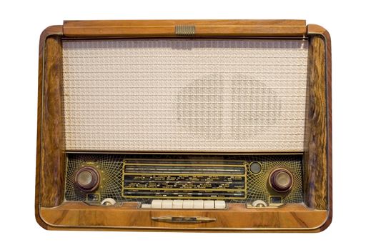 old radio isolated in white