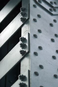 The metal surface, made the rivets, fastening sheets of metal together 