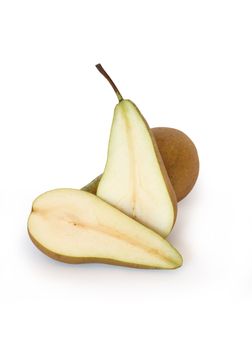 Sliced pear isolated on white background with clipping path
