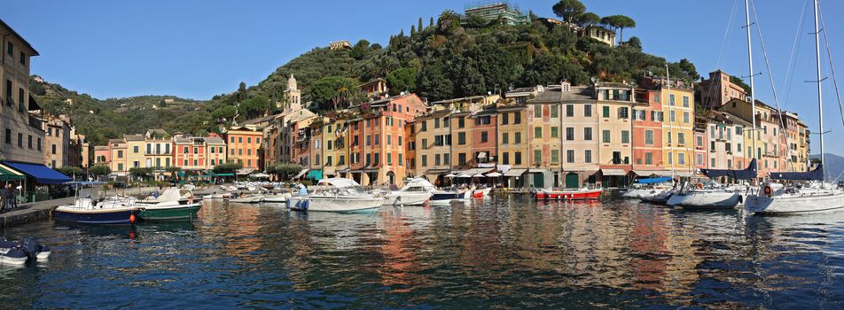 Panorama of Portofino, famous small town in Liguria, Italy