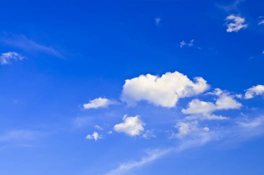 Background of blue sky with white cumulus clouds