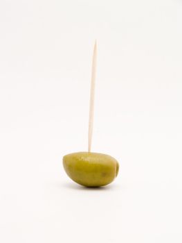 green olives with toothpicks