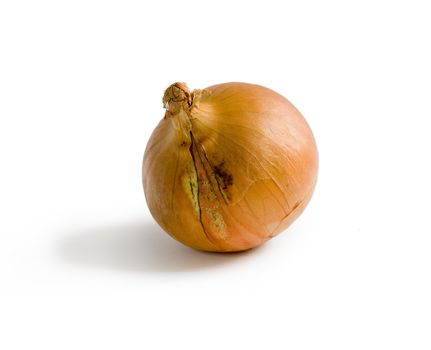 Isolated onion with shadow on white background. Clipping path included to remove object shadow or replace background.