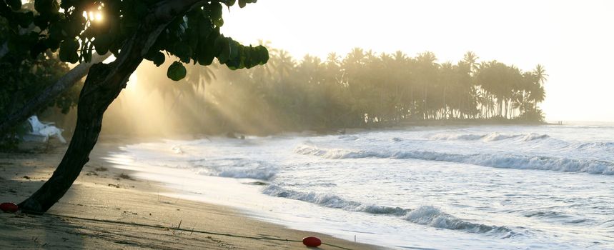 Panoramic view of the sunset in caribbean