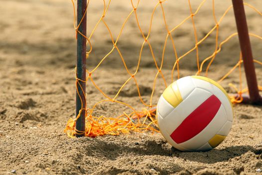 Goal on the beach with a volleyball