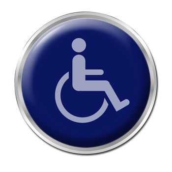 blue round button with the symbol for disabled