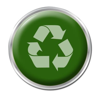 Green button with the symbol for recycling