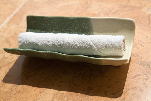 napkin. japanese dinnerware on a marble table