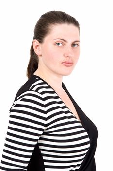 half-length portrait. Beautiful woman on a white background