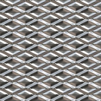 Diamond shaped metal texture that you might see on a hot dog cart or in a restaurant. This tiles seamlessly as a pattern for an industrial background..