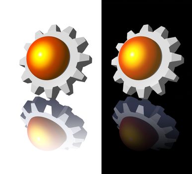 gear-ball logo on white and black backgrounds - 3d illustration