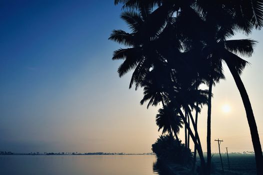 Sea shore in the evening in India