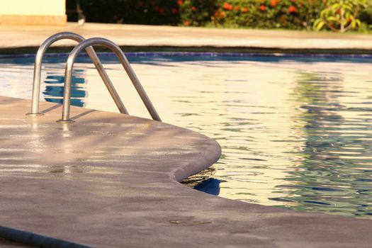 swimming pool by the hotel in caribbean