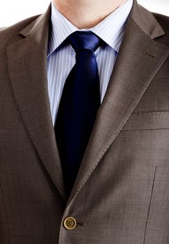 Close-up picture of a business suit with neck necktie 
