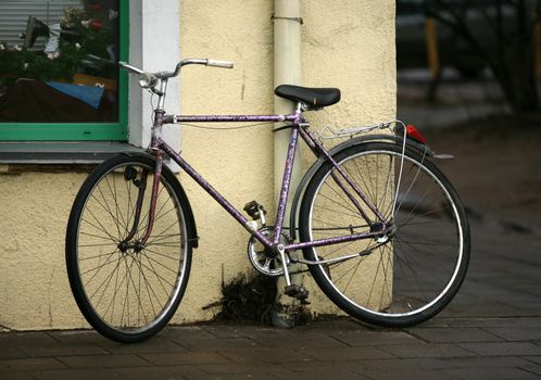 Lonely bicycle in the street cities