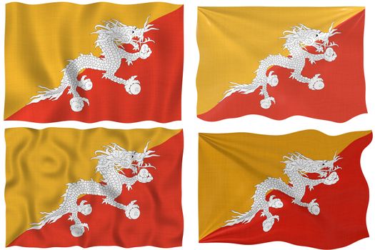 Great Image on white of four Flags of bhutan