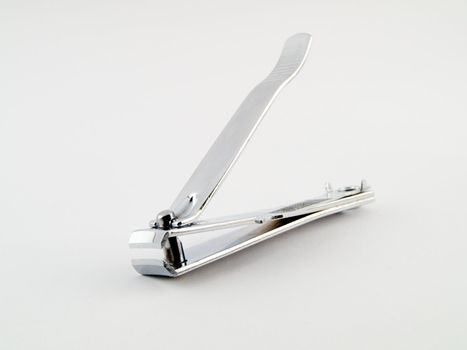 Set of Finger Nail Clippers With Handle Tilted Upwards on White Background