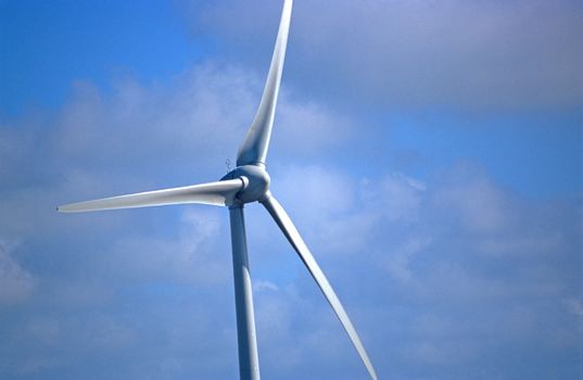 Close up of a modern wind turbine.
