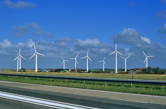 Dutch Windparks are visible from the highways of the Netherlands.