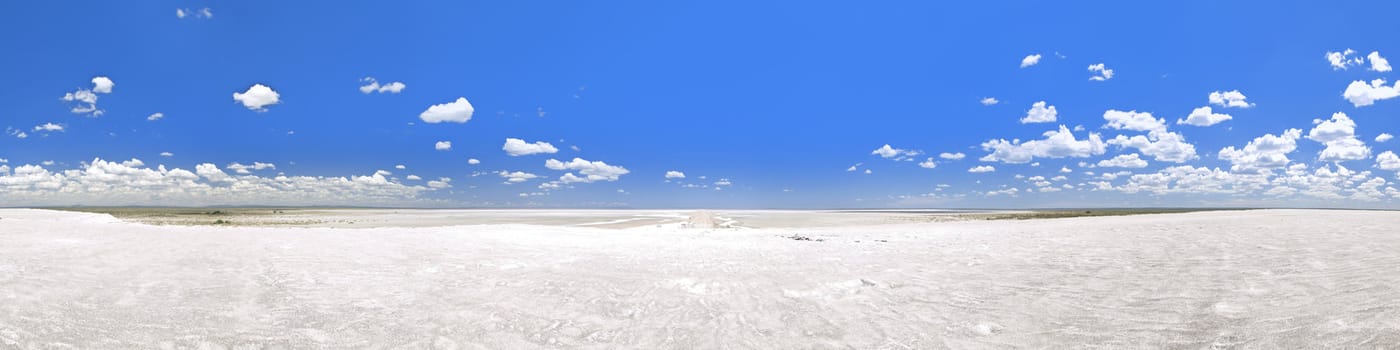 Large salt flats panorama taken in San Luis, Argentina.