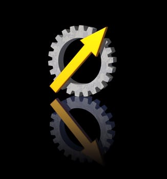 gear-pointer logo on black background - 3d illustration