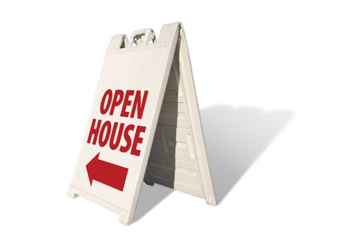 Open House Tent Sign on A White Background with room for logo or text above..