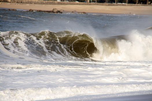 beach waves and blue sky in the summer