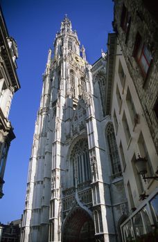 The Gothic Spire of Antwerp Cathedral, Belgium