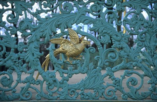 Detail of ironwork on a bandstand in Brussels, Belgium.