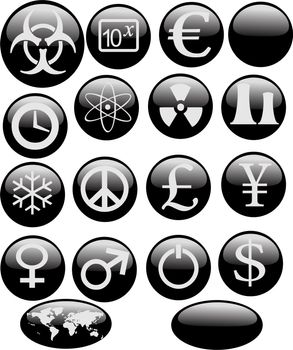 a set of icons related to science/chemistry physics