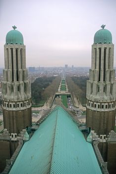View from the roof of The Basilica of the Sacred Heart(Basilica of Koekelberg)in Brussels, Belgium.
