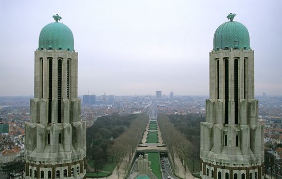 View from the roof of The Basilica of the Sacred Heart(Basilica of Koekelberg)in Brussels, Belgium