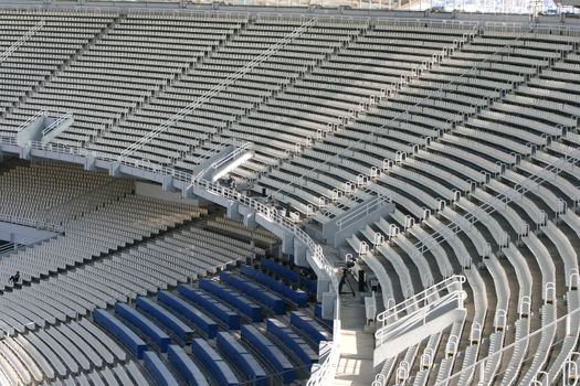 athens olympic stadium detail seats tiers and broadcasting camera