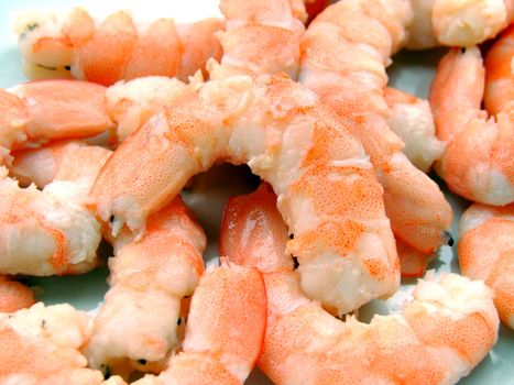 Plate of boiled shrimps