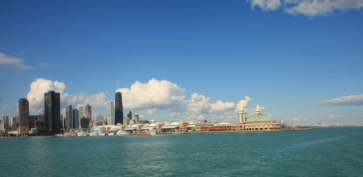 Lake Michigan and the skyline of Chicago